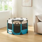[en.casa] Hondenbox Nærøysund 72x72x45 cm blauw en beige, Verzenden, Nieuw