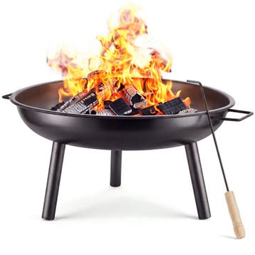 Vuurkorf Diablo van hittebestendig staal met pook - zwart, Tuin en Terras, Verzenden, Nieuw
