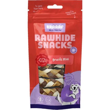 4x Braaaf Twister Vlecht Hondensnack Mini 6 cm 60 gr, Verzenden, Hond