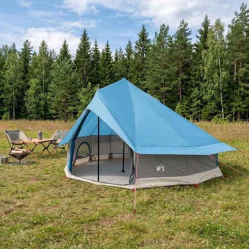 vidaXL Tipi Tent 18-persoons Blauw Polyester en staal, Caravans en Kamperen, Verzenden, Nieuw, Tot en met 2