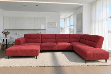 U-Bank Bloemendaal - u-banken - Rood, Nieuw, 150 cm of meer, Stof, 300 cm of meer