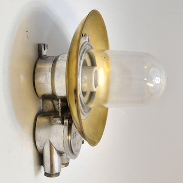 WISKA - Wandlamp - Messing, Glas - Industriële lamp