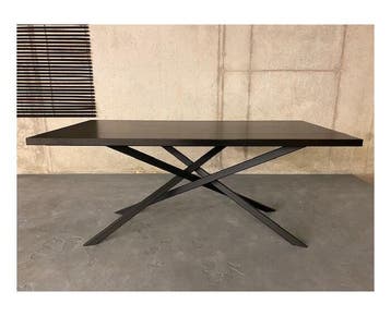 Eettafel Essenhout met Mikadopoot | Zwart-180x90 cm, Huis en Inrichting, Tafels | Eettafels, Ophalen of Verzenden, Nieuw