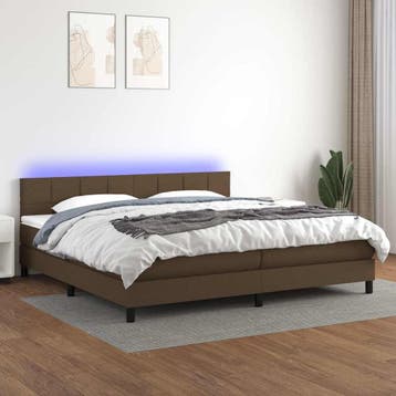 vidaXL Boxspring met matras en LED stof donkerbruin 200x200, Bruin, Verzenden, Overige maten, 200 cm