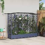 vidaXL Verhoogd Bed met Trellis en Dak Grijs 203,5 x 40 x, Verzenden, Nieuw, Minder dan 60 cm, 60 cm of meer