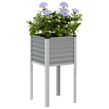 vidaXL Plantenbak 45x45x88 cm staal grijs, Tuin en Terras, Verzenden, Nieuw, Metaal