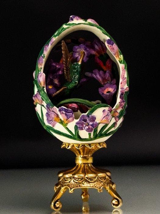 Fabergé ei - Imperial Hummingbird Ei met 24-Karat Goud, Antiek en Kunst, Curiosa en Brocante