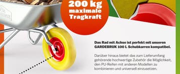 Kruiwagenwiel Rood Geel Rubber Staal 95mm 200kg (Tuinieren), Verzenden, Nieuw