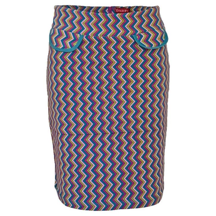 Enolah • zigzag gestreepte rok • 36, Kleding | Dames, Rokken, Blauw, Nieuw, Maat 36 (S), Verzenden