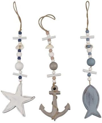Houten maritieme Strandhangers 3 verschillende, Ophalen of Verzenden, Nieuw