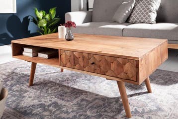 Massief houten salontafel MYSTIC LIVING 100cm naturel acacia, Ophalen of Verzenden, Nieuw