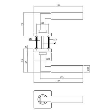 Intersteel Deurkruk Bau-Stil op vierkant rozet - mat zwart, Doe-het-zelf en Verbouw, Hang- en Sluitwerk, Verzenden, Nieuw