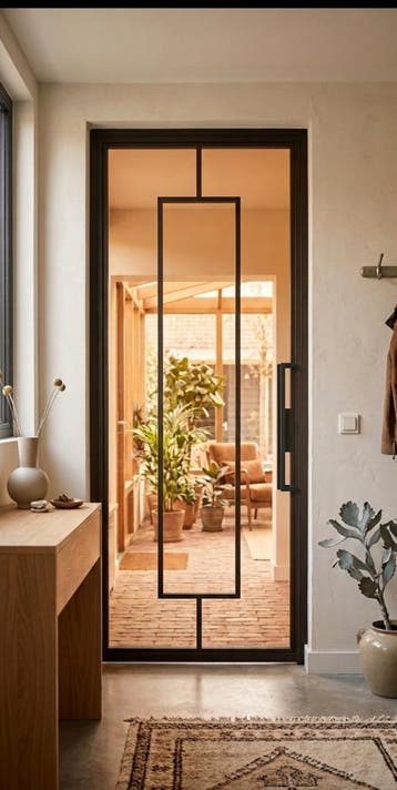 Nieuwe bronzen taatsdeuren met bruin gerookt glas, 215 cm of meer, Binnendeur, Nieuw, Glas