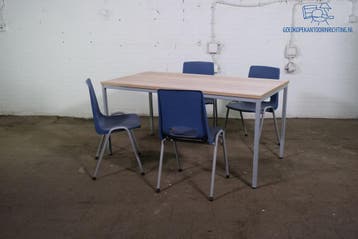 Kantinetafel 160x80 Halifax blad zilvergrijs frame, Verzenden, Gebruikt