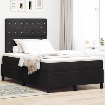 vidaXL Boxspringbed met matras Zwart 120 x 200 cm Fluweel, Verzenden, Nieuw, Zwart, Stof