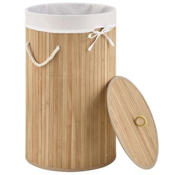 Bamboe Wasmand Curly - 55 Liter - Natuurkleur - Incl. Waszak, Verzenden, Nieuw