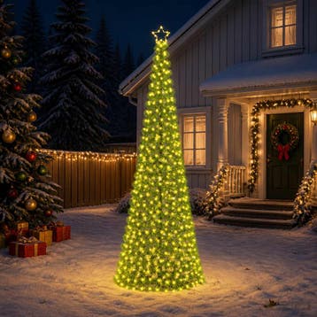vidaXL Led-kerstboom met tinsel en grondpen EKENAS 300 cm, Diversen, Verzenden, Nieuw