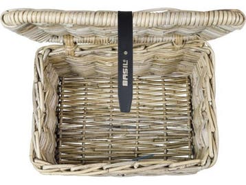 Basil Dax L - Fietsmand - Rotan met deksel - Grijs, Verzenden, Nieuw, Basil