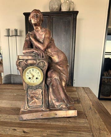 Klok - Legering - 1920-1930 - Art Nouveau pendule - 60 cm