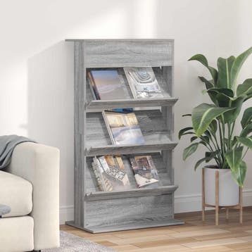 vidaXL Tijdschrift Rek Grijs Sonoma 70 x 41 x 126 cm Bewerkt, Huis en Inrichting, Verzenden, Nieuw