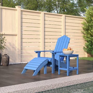 vidaXL Tuinstoel Adirondack met voetenbank en tafel HDPE, Tuin en Terras, Tuinstoelen, Verzenden, Nieuw