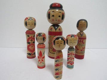 Showa 1950 traditionele vintage kokeshi. - Hout - With
