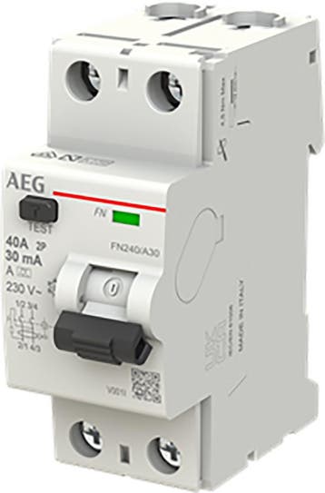 Aardlekschakelaar 2P. 40A 30 mA, A type, Doe-het-zelf en Verbouw, Elektra en Kabels, Ophalen of Verzenden, Nieuw