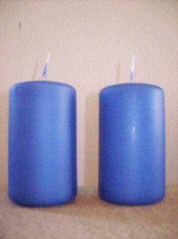 Cilinderkaars Blauw/ Lavendel set 2stuks (Cilinderkaarsen), Ophalen of Verzenden, Nieuw, Overige typen