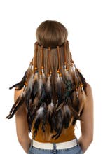 Hoofdband Veren Zwart Wit Bruin Ibiza Hippie Indiaan Haarban, Ophalen of Verzenden, Nieuw, Carnaval, Accessoires