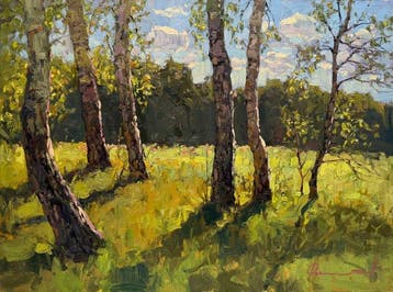 Sergei Flitov (1964) - Clairière aux Bouleaux sous le Soleil