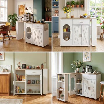 Uitschuifbare bartafel Kudebola 115x40x94 cm wit en eikenkle, Verzenden, Nieuw