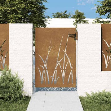vidaXL Poort 85x125 cm grasontwerp cortenstaal, Verzenden, Nieuw
