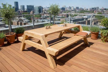Rockwood® Picknicktafel Douglas Big Foot 2.00m inclusief, Ophalen of Verzenden, Nieuw, Rechthoekig, Hout
