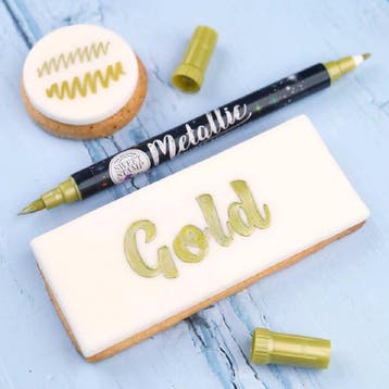 Sweet Stamp Stift Eetbare Inkt Dubbelzijdig Metallic Goud, Verzenden, Nieuw