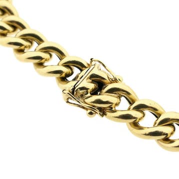 Gouden gourmetschakel armband | 20,5 cm (Schakelarmband), Ophalen of Verzenden, Gebruikt, Goud, Goud