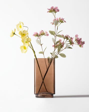 HEMA Vaas 12x22cm Kub glas bruin, Verzenden, Nieuw, Bruin