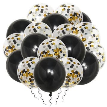 VSE luxe confetti ballonnen 20 stuks zwart, Ophalen of Verzenden, Nieuw