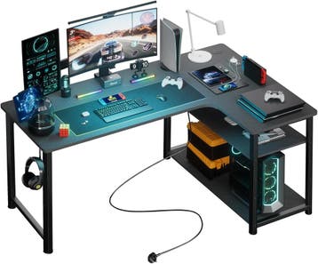 Gaming bureau - Gaming desk - Hoekbureau - 120x80 cm - Zwart, Verzenden, Zo goed als nieuw