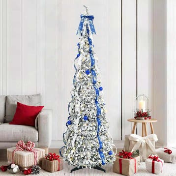 vidaXL Kunstkerstboom met 200 LED met standaard Wit 210 cm, Verzenden, Nieuw