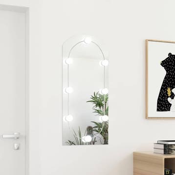 vidaXL Spiegel met LED-verlichting boog 90x45 cm glas, Huis en Inrichting, Verzenden, Nieuw