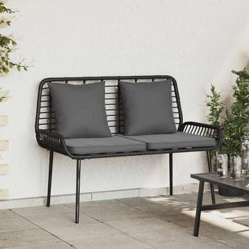 vidaXL Tuinbank Zwart en Anthraciet poly rattan, Verzenden, Nieuw