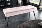 Design bank BOUTIQUE 100cm roze fluweel zwarte metalen poten, Ophalen of Verzenden, Nieuw