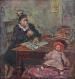 Renato Passaro (1910-1970) - La scolaretta - NO RESERVE, Antiek en Kunst, Kunst | Schilderijen | Klassiek