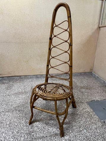 Stoel - Bamboe, Rattan - Hoge stoel van bamboe en rotan,
