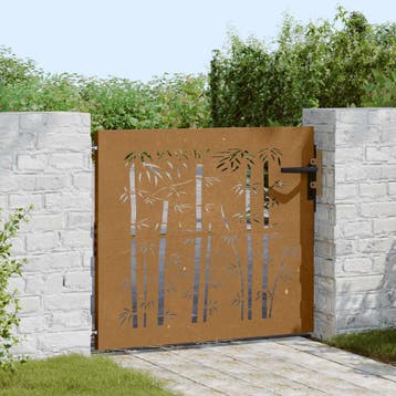 vidaXL Poort 85x100 cm bamboe-ontwerp cortenstaal, Tuin en Terras, Tuinpoorten, Verzenden, Nieuw