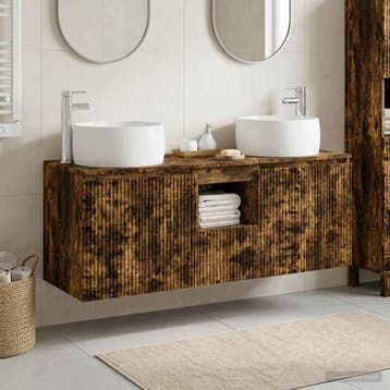 vidaXL Badkamerkastenset 3 st Gerookt eiken 49,5 x 44,5 x 66, Verzenden, Nieuw