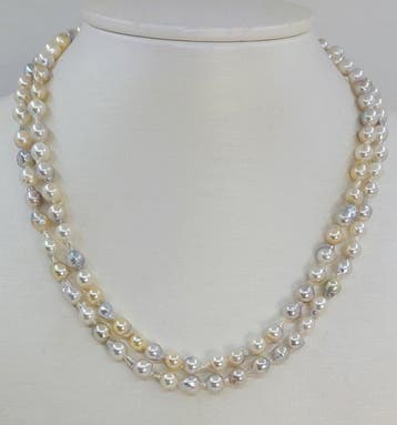 Halsketting Zilver, 5,5x6 mm multikleurige gouden en, Nieuw