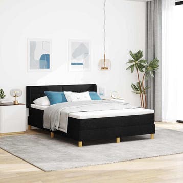 vidaXL Boxspringbed met matras met hoofdeinde Zwart 190 x, Verzenden, Nieuw, Zwart, Stof