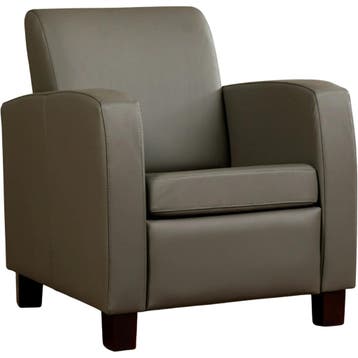 Leren fauteuil Joy - Toledo Smog (grijs) - Poten hout bruin, Huis en Inrichting, Nieuw, Ophalen of Verzenden, Eigentijds, Klassiek, Modern