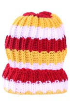 Gebreide wintermuts rood/wit/geel Oeteldonk, Verzenden, Nieuw